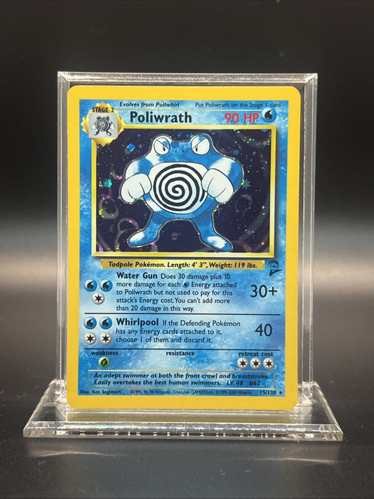 Poliwrath 015/130 – Base Set 2 – Holo Rare – Near Mint - Pokemon