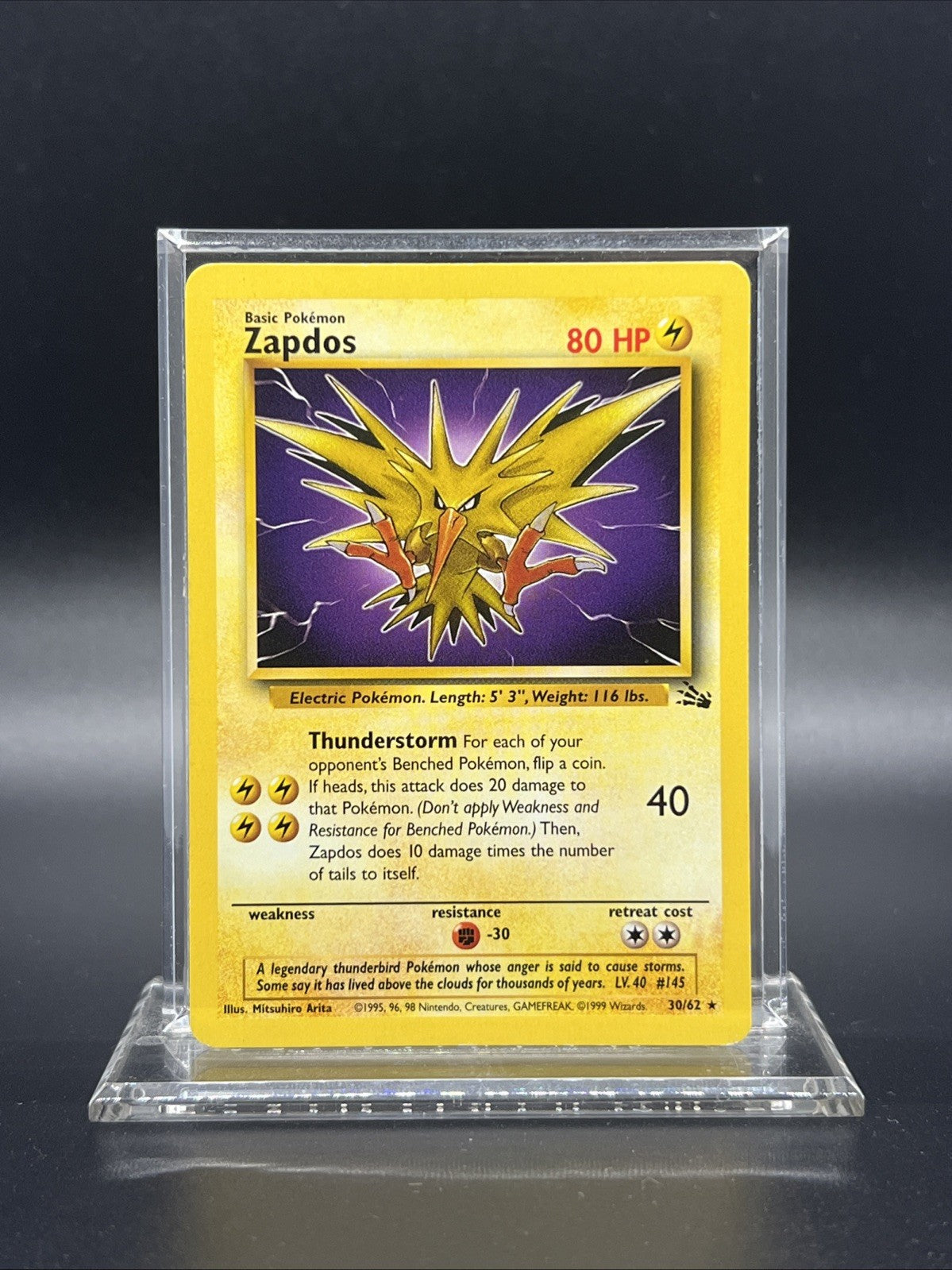 Zapdos 30/62 Fossil Non Holo MOD PLAY Pokemon (B)