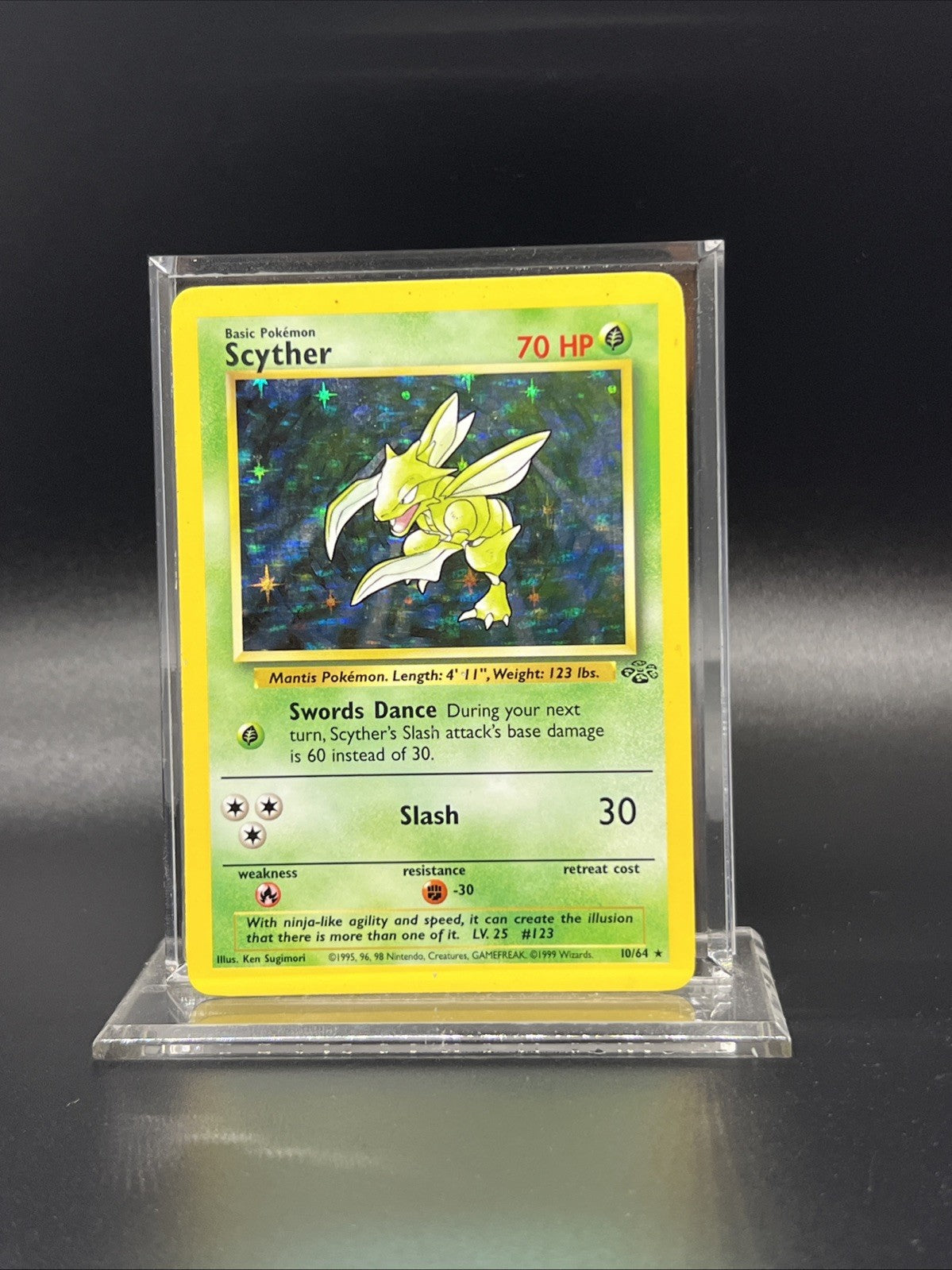 Pokemon Scyther 10/64 Jungle Holo - HEAVY PLAY