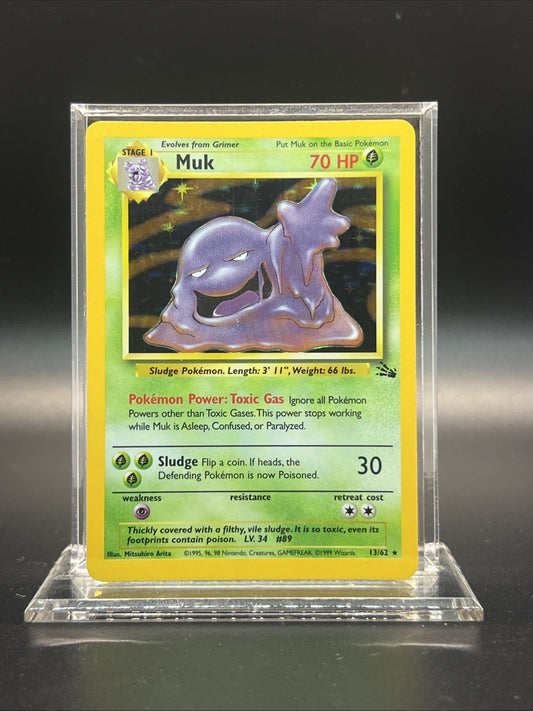 Pokemon Muk 13/62 Fossil Holo - LIGHT PLAY