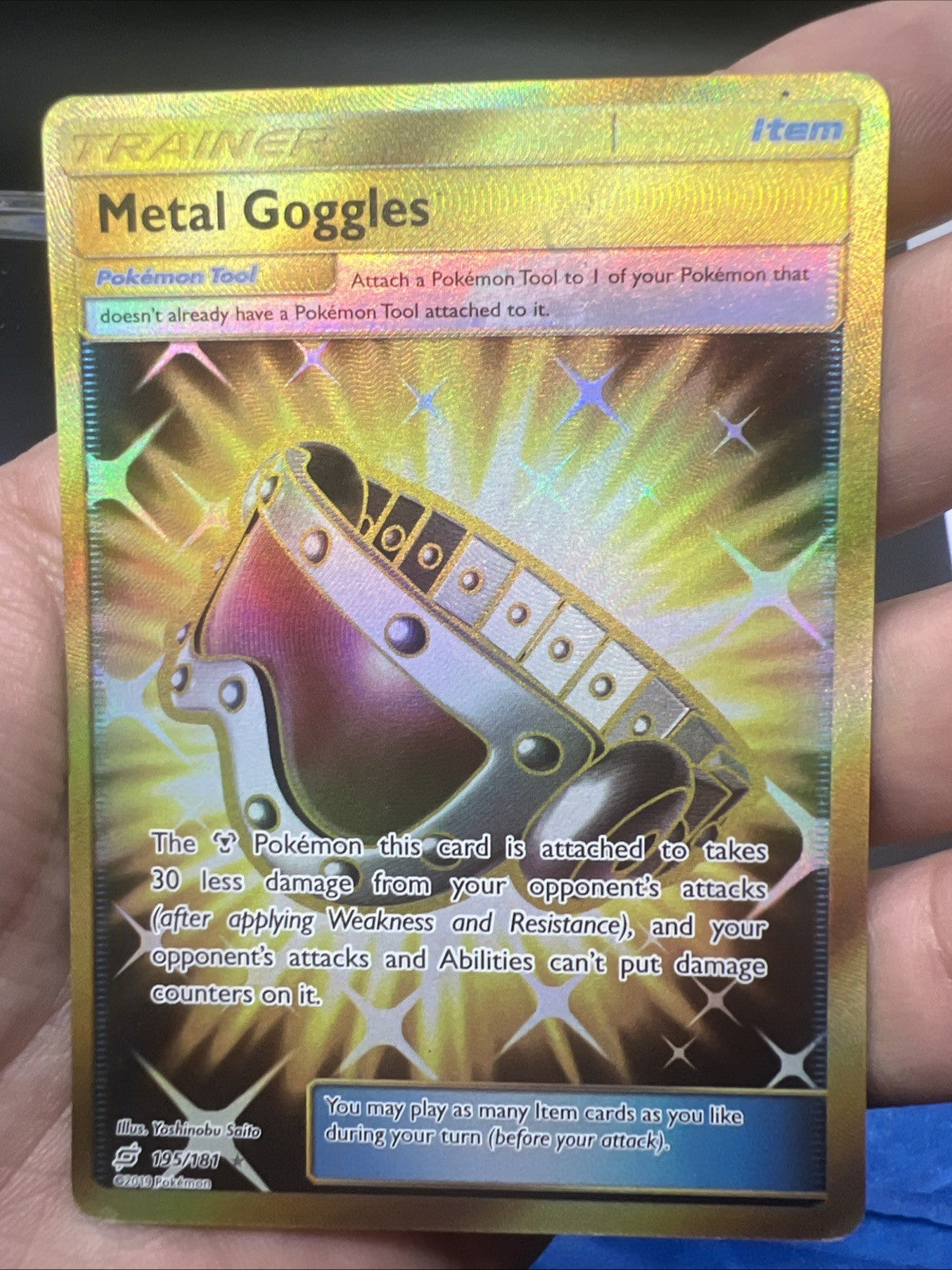 Pokemon Metal Goggles (Secret) 195/181 Sun & Moon - Team Up Holo - LIGHT PLAY