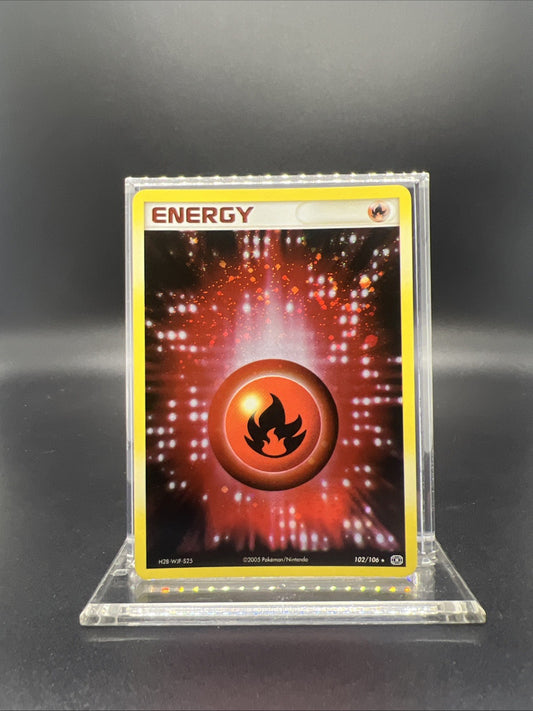 Pokemon Fire Energy 102/106 Emerald Holo - NEAR MINT