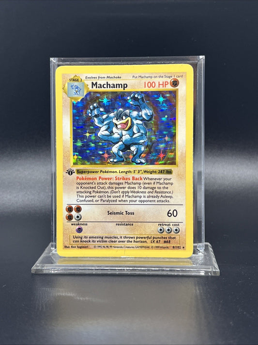 Pokemon Machamp - (Shadowless) 008/102 Deck Exclusives Holo -  HEAVY PLAY (B)