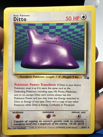 Pokemon Ditto 18/62 Fossil Rare Non Holo - LIGHT PLAY