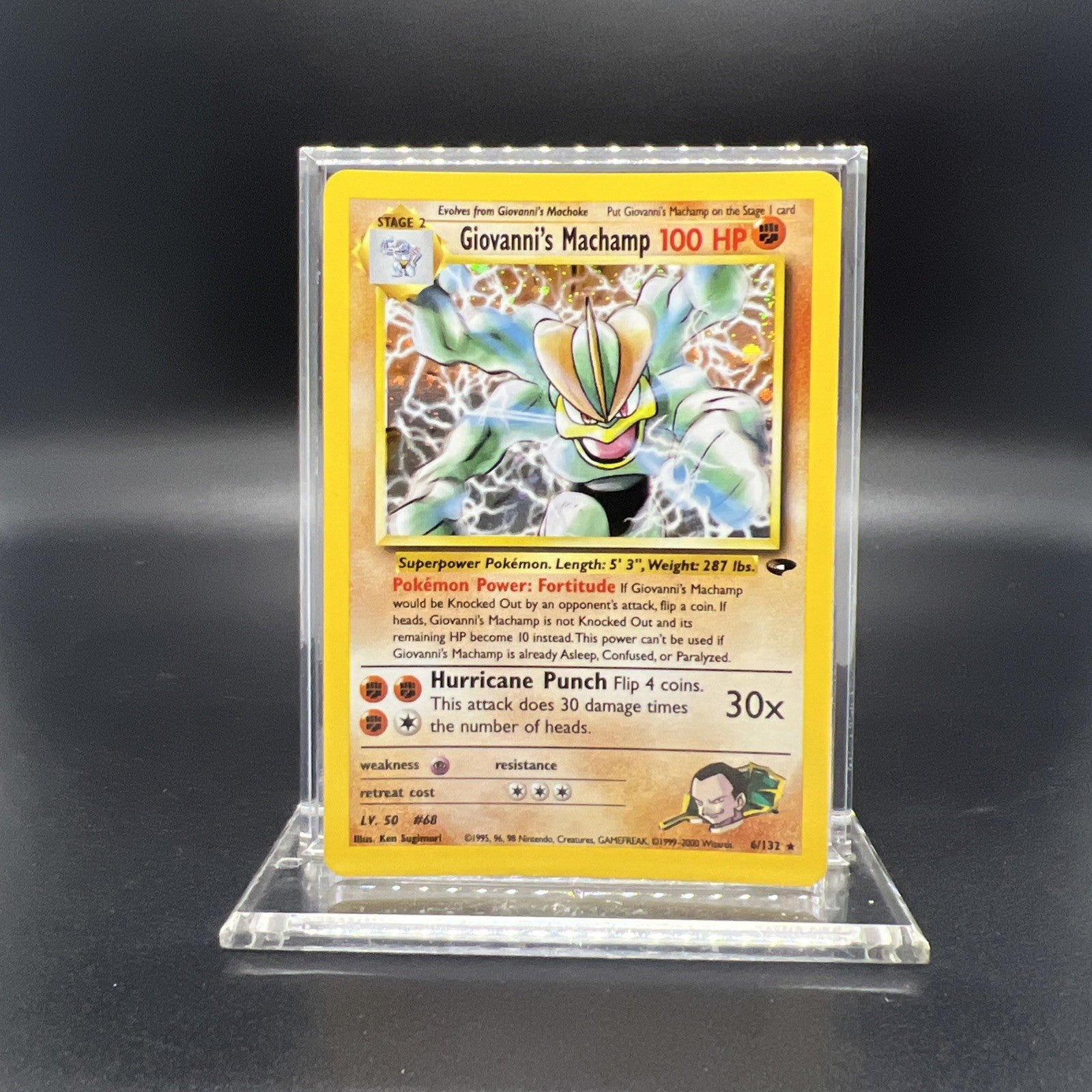 Pokemon Giovanni's Machamp 6/132 Gym Challenge Holo - LIGHT PLAY