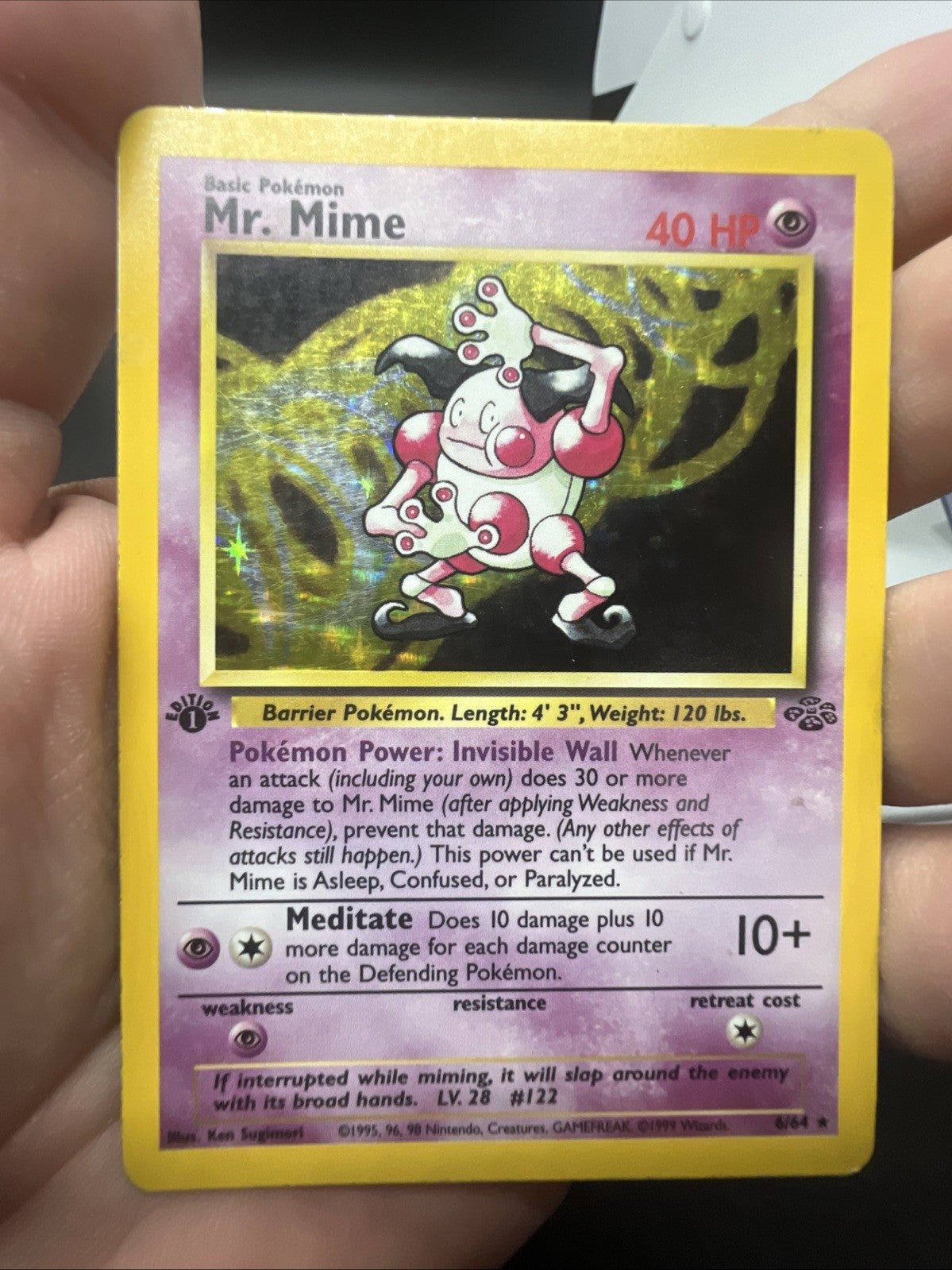 Pokemon Mr. Mime 1st Edition 06/64 Jungle Holo - HEAVY PLAY
