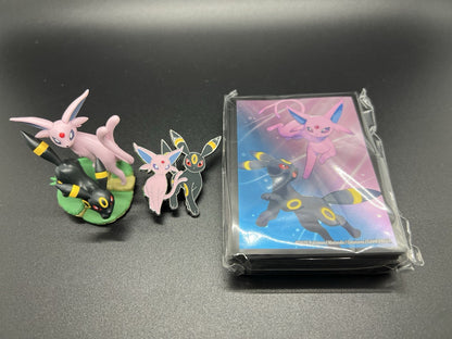 Prismatic Evolutions Figure Collection Umbreon And Espeon Figure Pin and Sleeves