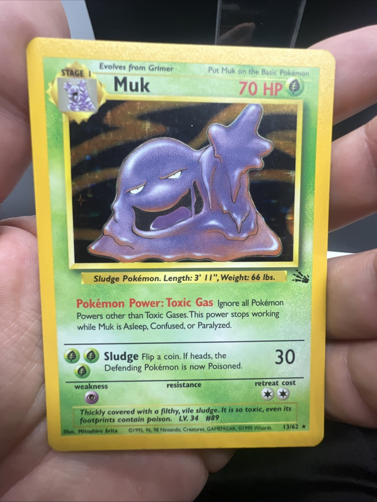 Pokemon Muk 13/62 Fossil Holo - LIGHT PLAY (B)