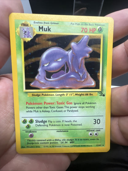 Pokemon Muk 13/62 Fossil Holo - LIGHT PLAY (B)