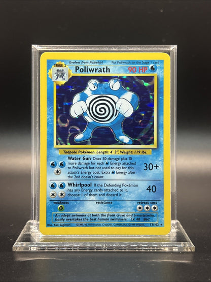Poliwrath 013/102 – Base Set – Holo Rare – Light Play - Pokemon