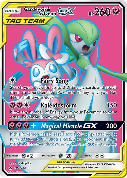 Pokemon Gardevoir & Sylveon GX (Full Art) 204 Sm-Unbroken Bonds  - LIGHT PLAY