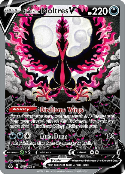 Galarian Moltres V (Alternate Full Art) 177/198 SWSH Chilling Reign - LIGHT PLAY