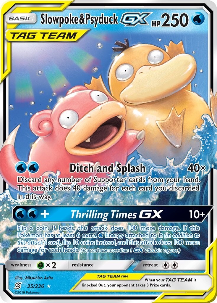 Pokemon Slowpoke & Psyduck GX 35/236 Sm-Unified Minds Holo - LIGHT PLAY
