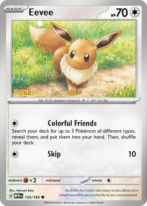 Pokemon Eevee - (Pokemon Together) 133/165 - NEAR MINT